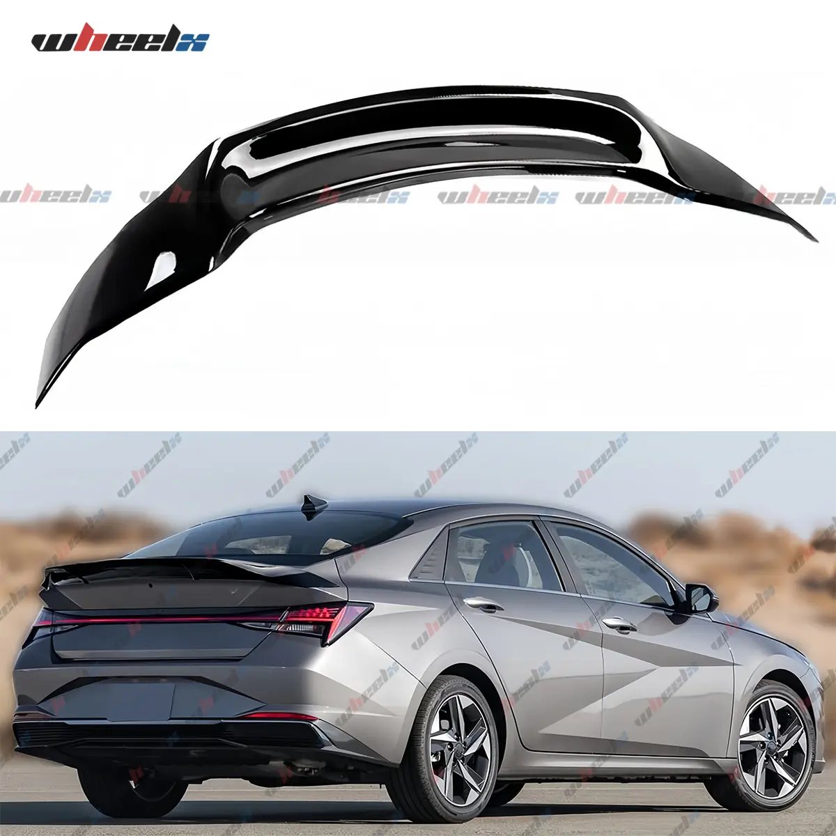 2021-2024 Hyundai Elantra 4-Door Sedan - Glossy Black JDM R-Style Trunk Spoiler , Replacement Body Part Accessory