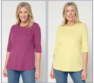 Denim & Co. Essentials Linen Blend 2-Pack Ballet Sleeve Tops
