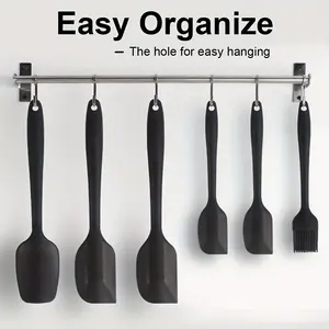 6pcs Set of Seamless Silicone Spatulas - Heat-Resistant Food-Grade Flexible Rubber Kitchen Cooking, Baking, Yogurt Mixing & Butter Applicating Tools - Non-Stick Easy Clean, Dishwasher-Safe High-End Utensils