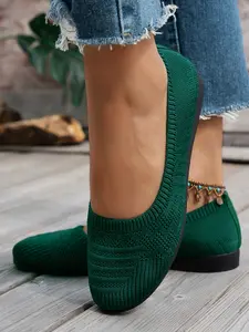 Women's Ballet Flats, Round Toe Mary Jane Shoes, Adjustable Comfortable Knit Slip-Ons, Daily Wear, Footwear