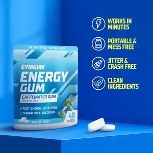 GYMGUM Energy Gum – 50mg Caffeine + L-Theanine | Sugar-Free Chewable Energy