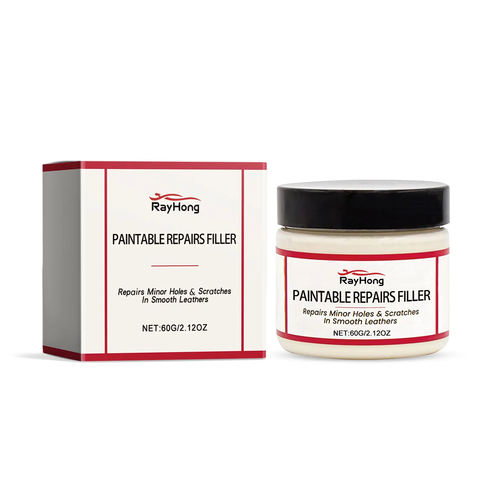 Leather repair paste for repairing scratches on car seats and renovating damaged leather on sofas