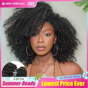 ISEE HAIR Crochet Hair Afro Curly Human Hair Extensions Miracle Knots Pre-Separated 50g/Pack (32-38 Strands Per Pack）– Knotless Boho Braids, 4-5 Packs for Full Head, Protective Hairstyles For Black Women Vacation Hair #Summervibes#ISEECrochetNewArrivals