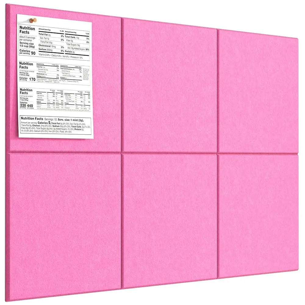 MaxGear 6 Pack Felt Wall Tiles Cork Board Alternative Bulletin Board Pin Tack Board With Pushpins Self Adhesive Wall Panels For Office Home Wall Decor Memo Display