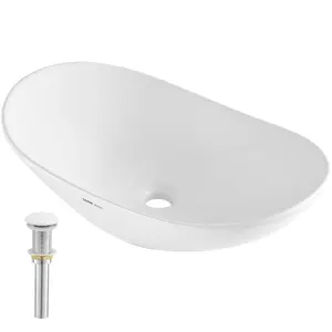 VEVOR Oval Vessel Sink, 16x 13.4 Bathroom Vessel Sink Bowl Countertop, White Ceramic Bathroom Sinks Above Counter, Bowl Sink with Modern Style, Well-Packaged for Bathroom, Hotel, Toilet, RV