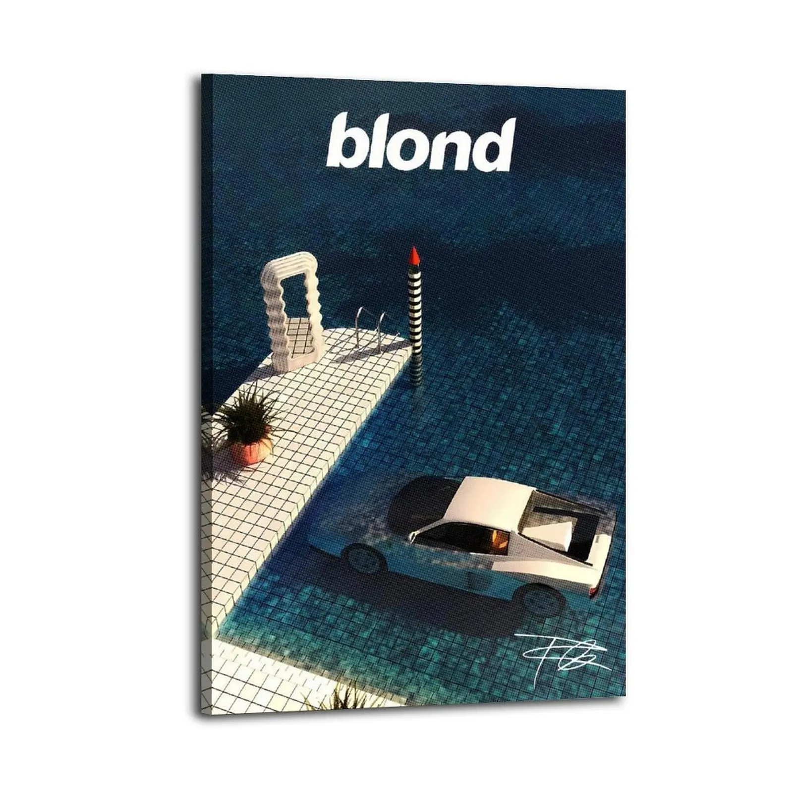 Frank Ocean Blond Album Cover Waterproof Canvas Wall Print - 08x12/16x24/12x18 Wood Framed Poster, Waterproof Color, Portable Installation, Wardrobe/Kid Room Home Decor, Ideal Gift