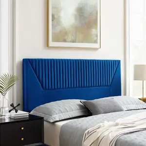 Modway Patience Channel Tufted Performance Velvet Twin Headboard in Navy