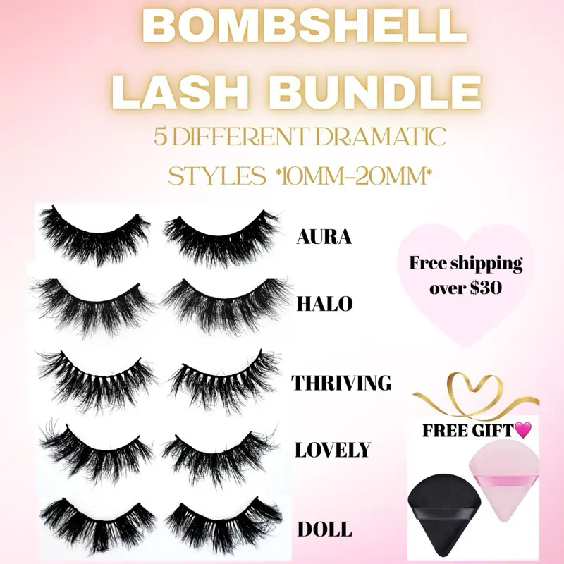 *LIMITED EDITION* 5 DIFFERENT STYLES DRAMATIC FLUFFY LASHES EXPLORE DIFFERENT STYLES FAUX MINK REUSABLE MORE THAN 20 WEARS *LASH GLUE NOT INCLUDED*
