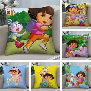 PIKPAKA D-Dora The ExplorerS Cushion Cover Soft Short Plush Fabric Double-Sided Print Organic Breathable Sofa Pillow Case, Home Machine Washable In Warm Winter Perfect For Home Decor Warm Winter Home Child Gift