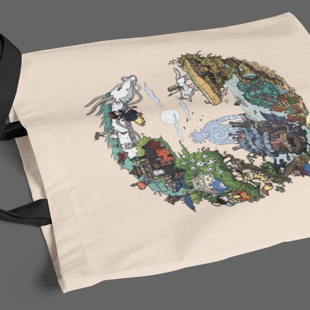 Spirited Away Studio Ghibli Tote Bag, Cotton Canvas Bag, Christmas Gift, Gift for Her, Hayao Miyazaki, Anime Gift, Howl's Moving Castle