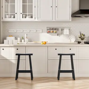 LHBCraft Outdoor Bar Stools Set of 2, Modern Durable Resin Bar Chairs with Footrest, 29" Weatherproof & Ergonomic Barstools for Patio, Balcony, or Kitchen Counter, Black (24''),Christmas gift