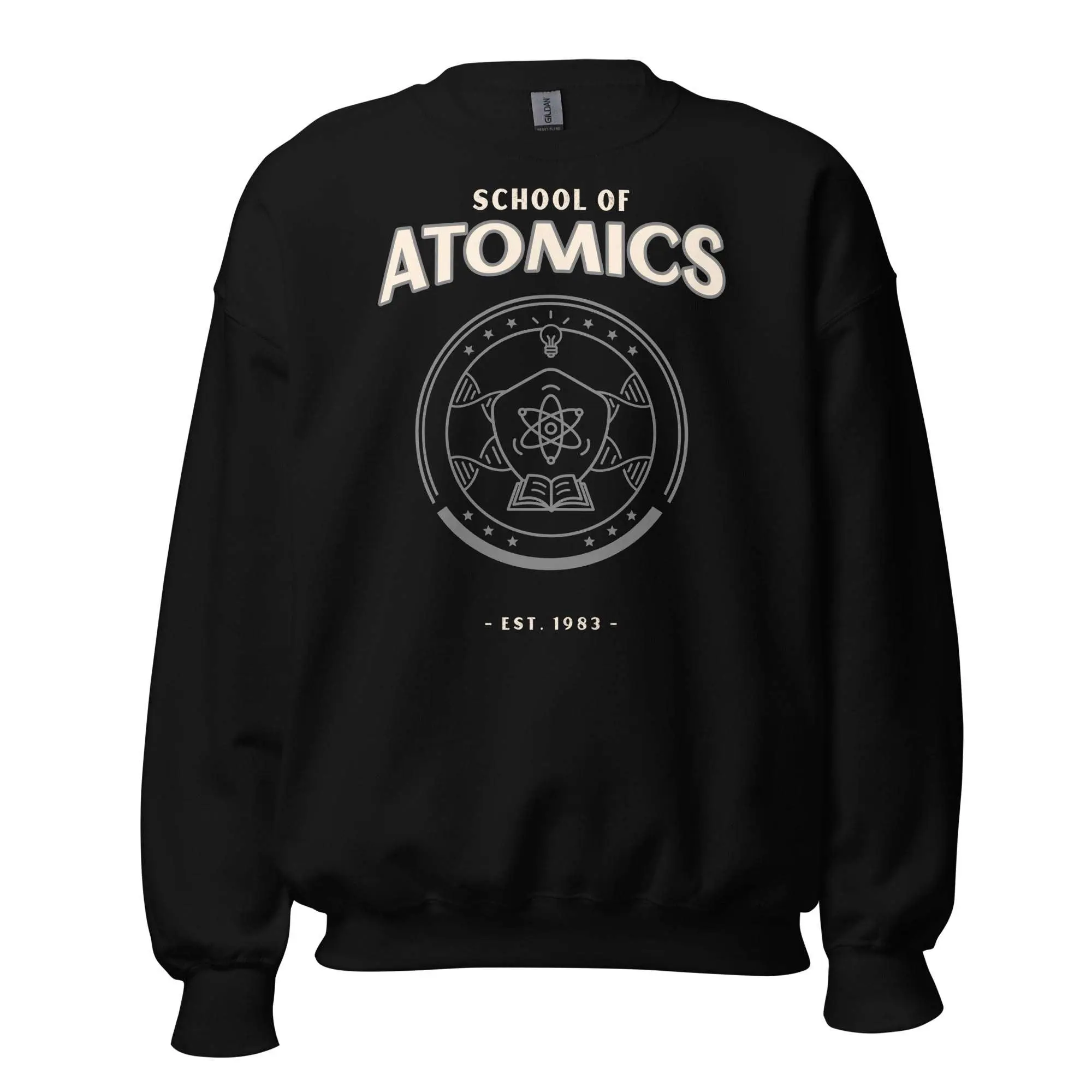 School Of Atomics Vintage Collegiate Crewneck Sweatshirt | Pre-Shrunk