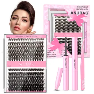 Natural  Cluster Set DIY  Extension Kit  Curved  Extensions with  Bonding and Sealing Tweezers, 9-17mm Cluster  (240PCS, 30D+40D) lashes eyelash individual，Christmas gifts, New Year gifts, Black Friday