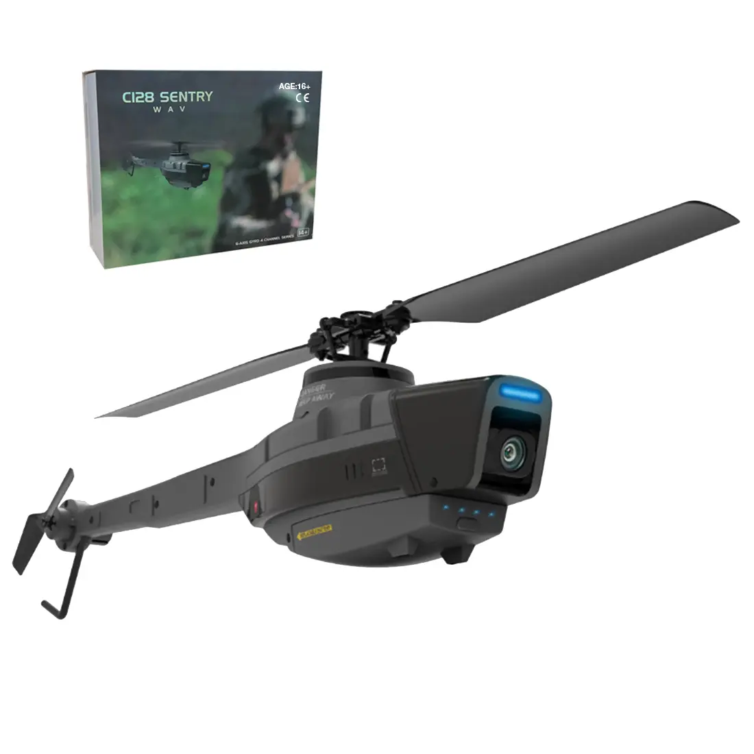 EngineDIY C128 RC Helicopter with Camera for Adults, 2.4G 4CH Reconnaissance Remote Control Helicopter Outdoor, RC Military Aircraft Model with Controller (RTF Version)