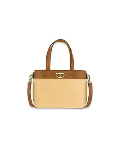 Vizzano Women's Woven Handbag - Top Handle, Adjustable Strap, Spacious Large-Capacity, Premium Aesthetic for Versatile Carry