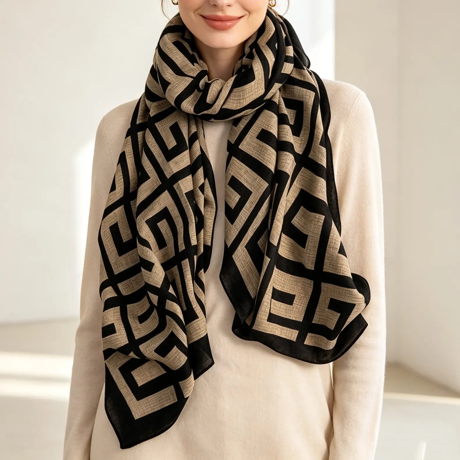 Women's Geometric Color-Block Plaid Scarf - Oversized Soft Cozy Pashmina Blanket Shawl for Fall Winter Everyday Fashion Accessories, Casual Soft Shawl, Colorful Scarf, Accessories For Outfit, Accessories For Women