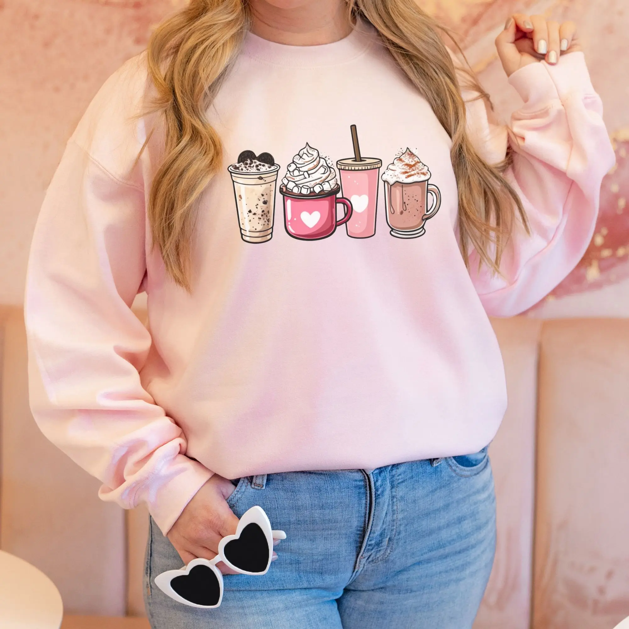 Valentines Drinks Sweatshirt, Love Heart Couples Gift, Valentine's Day Outfit, Cozy Lounge Wear, Unisex Jumper, Romantic Apparel