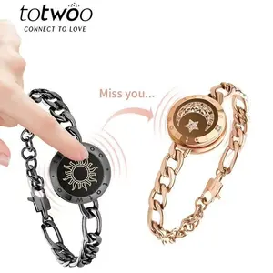 Totwoo Sun and Moon Lovers Smart Sensor Vibrating and Glowing Couples' Figaro Bracelet Long-distance love Long-distance interactive flashing sensor vibration Valentine's Day birthday gift for your girlfriend
