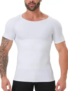 Men's Solid Color Compression Shapewear Tee, Breathable Comfortable High Stretch Shaper T-shirt for Daily Wear, Men's Shapewear Top for All Seasons, Shapewear Body Sculpting