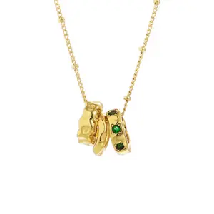 Eden Glow Necklace – 18K Gold Plated Stainless Steel with Emerald CZ Charms
