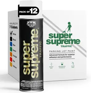 Fox Valley Super Supreme White Traffic Marking Spray Paint, 18 oz (12 Pack) - Fast-Drying, Long-Lasting, Durable & Weather-Resistant for Roads, Parking Lots, Sidewalks & Factory Floors