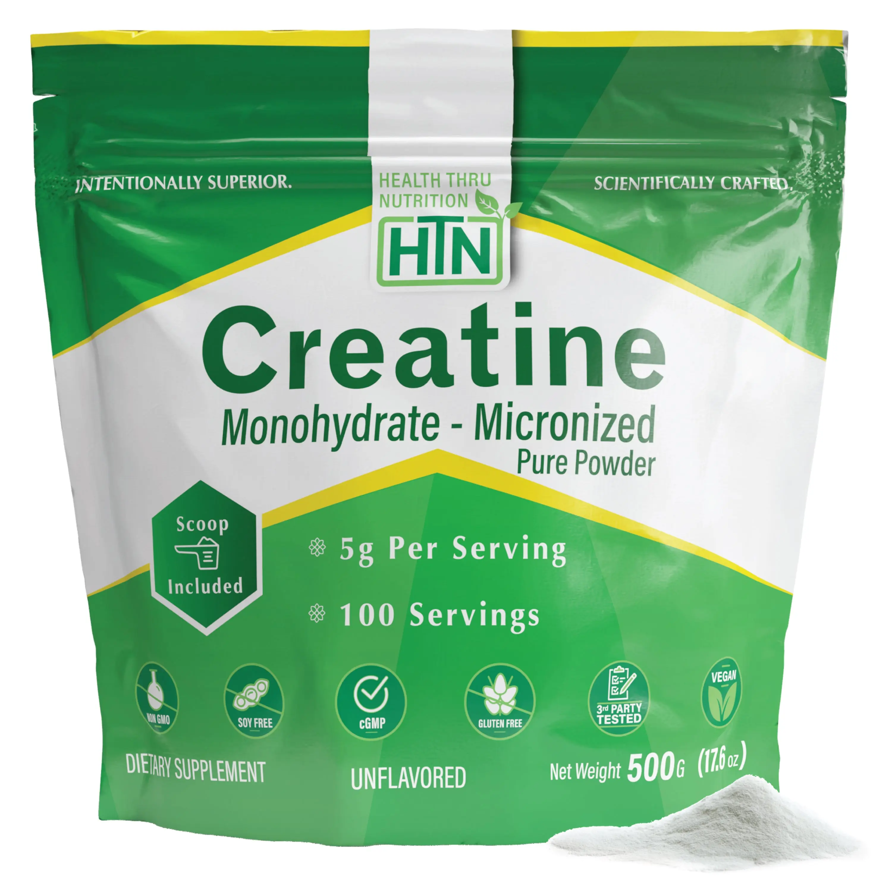 Creatine Monohydrate Micronized Powder – 500g Pure Unflavored – 5g Per Scoop – Workout Support, Muscle Fuel and Recovery Supplement | Non-GMO, Vegan