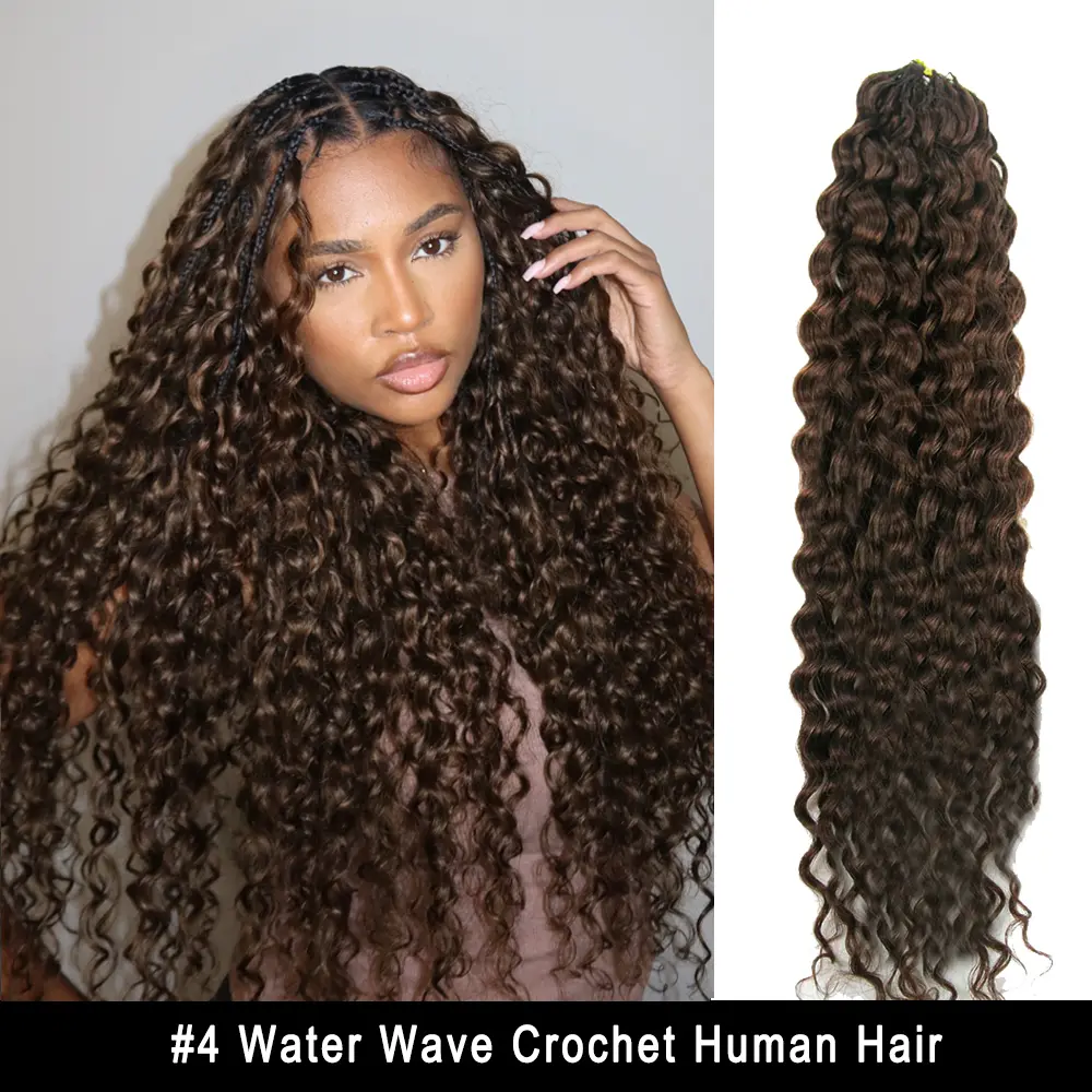 YWIGS Brown Crochet Human Hair for Miracle Knots Braids #4 Human Crochet Hair Pre-Separated Water Wave Crochet Hair 4-5 Bundles Recommended for a Full Head 60 grams/ bundle #backtoschool #backtoschoolshopping
