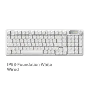 2026 New Upgraded IP98 Foudation Keyboard, 98 keys with Knob Transparent Keycaps Cute Classic Keyboard with Number Pad, Media Knob Custom Mechanical Feel Keyboard, RGB Backlit Work/Office/Gaming Silent Keyboard, Budget Gift