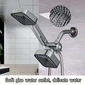 High Flow Abs Shower Head Set with Long Hose, Handheld Combo, Three-Way Diverter Valve, Bathroom Accessories, High Pressure Shower Heads