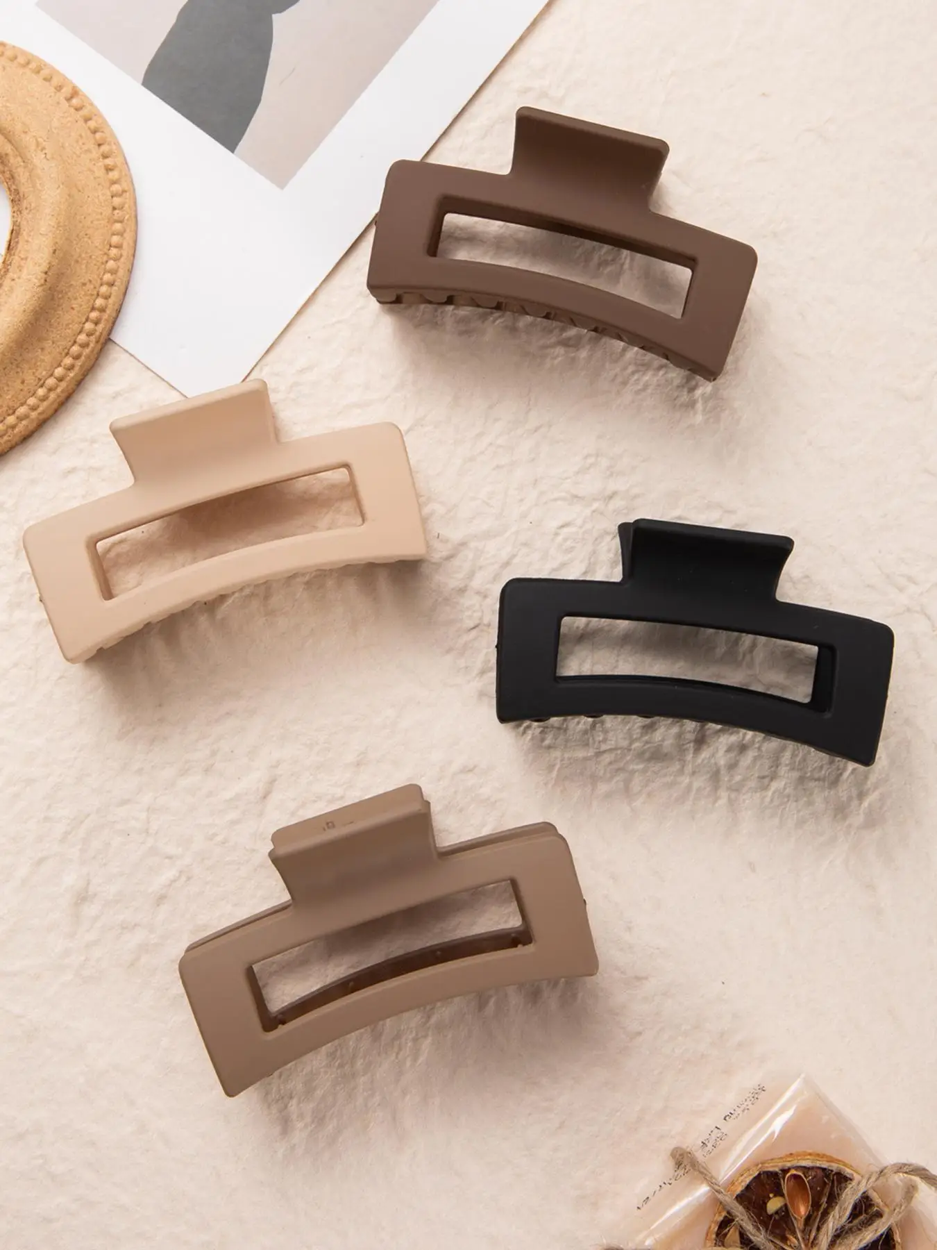 Simple Frosted Hollow out Non-slip Plain Large Hair Claw Clips, Daily Makeup Face Wash Hair Accessories for Women Girls