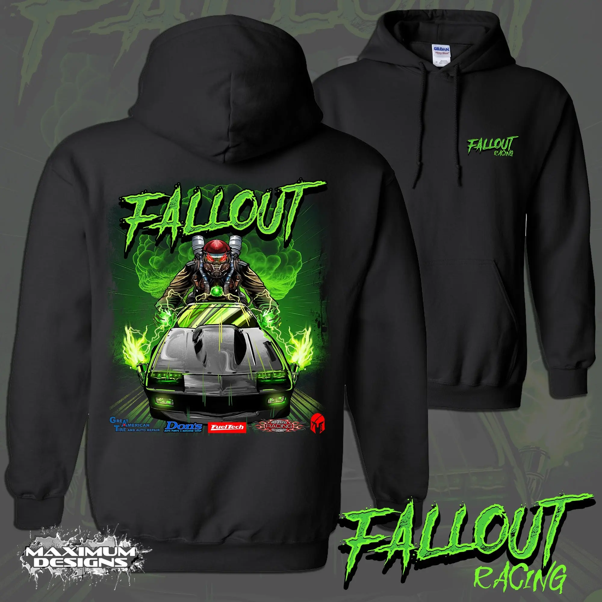 Fallout Racing Graphic Hoodie- Black with Logo