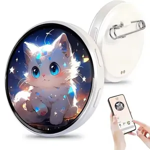 1.7 Inch HD Screen Electronic Smart Badge, Transmits Images and 15 Sec Videos, Bluetooth-compatible 6.0, 30 Hour Battery, Dynamic Color Lights