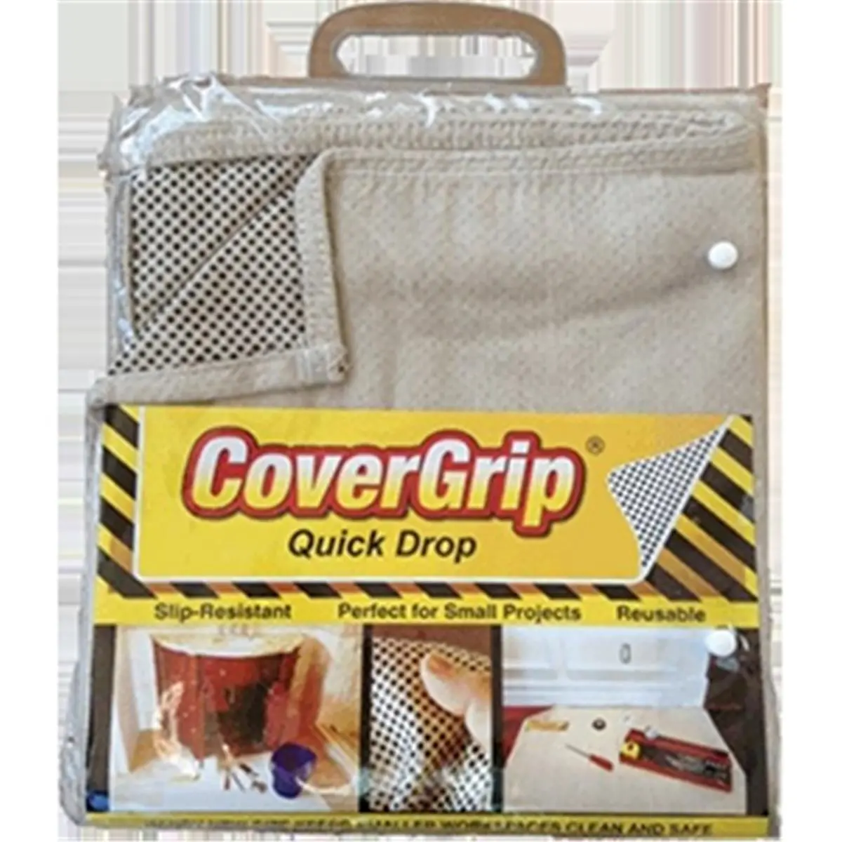 CoverGrip Slip-Resistant Canvas Drop Cloth, Rubberized Dotted Protector for Snowmobiling, Winter Sports, and Stairs, 3.5 x 4 ft