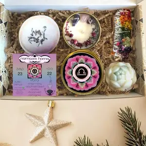 Libra Aromatherapy Spa Set, Pampering Gift Set, Gift for Mom, Daughter, Zodiac Inspired Blends Compliment Your Sign, Candle, Soap, Bath Bomb care product bath soak