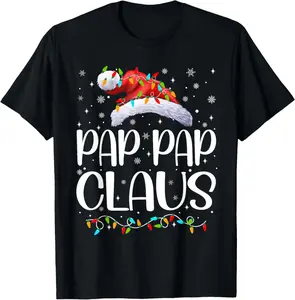 100% Cotton Pap Pap Claus Xmas Lights Christmas Pajama Matching Family T-Shirt