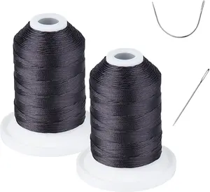 Heavy Duty Outdoor Thread  Hand or Machine Sewing 100% Polyester Bonded Thread 69 (12wt) 250 Yards x 2 Spools NP-Black