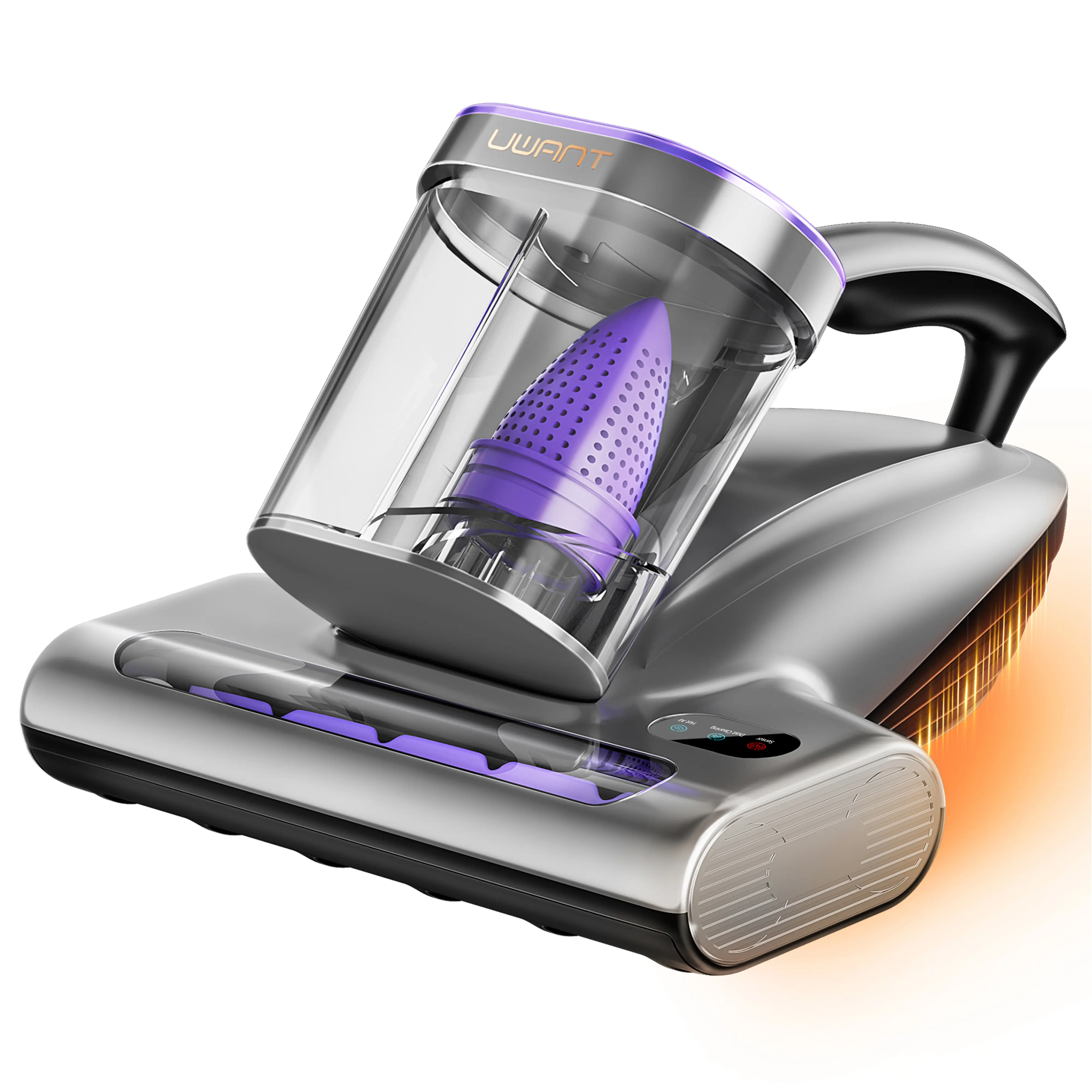 Uwant Anti-Allergen Bed Vacuum Cleaner with UV Sterilization, Heating, 450W, 16Kpa, 36000RPM, Dual Dust Cup, Smart Display Screen, 4.5m Length for Skin Health (Pink),back to school,back to school haul
