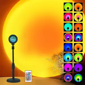 Sunset Lamp Projection, Sunset Night Light Rainbow Projector 180° 16 Color Changing 4 Modes, Vlog, Photography, Decorative, Party Decor, Gift for Women(16 Color)