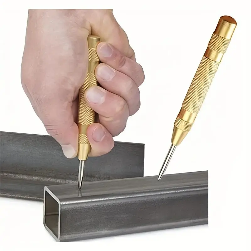 5-Inch Steel Spring-Loaded Automatic Center Punch - Precision Marking & Hole Starter Tool, Hand Tools