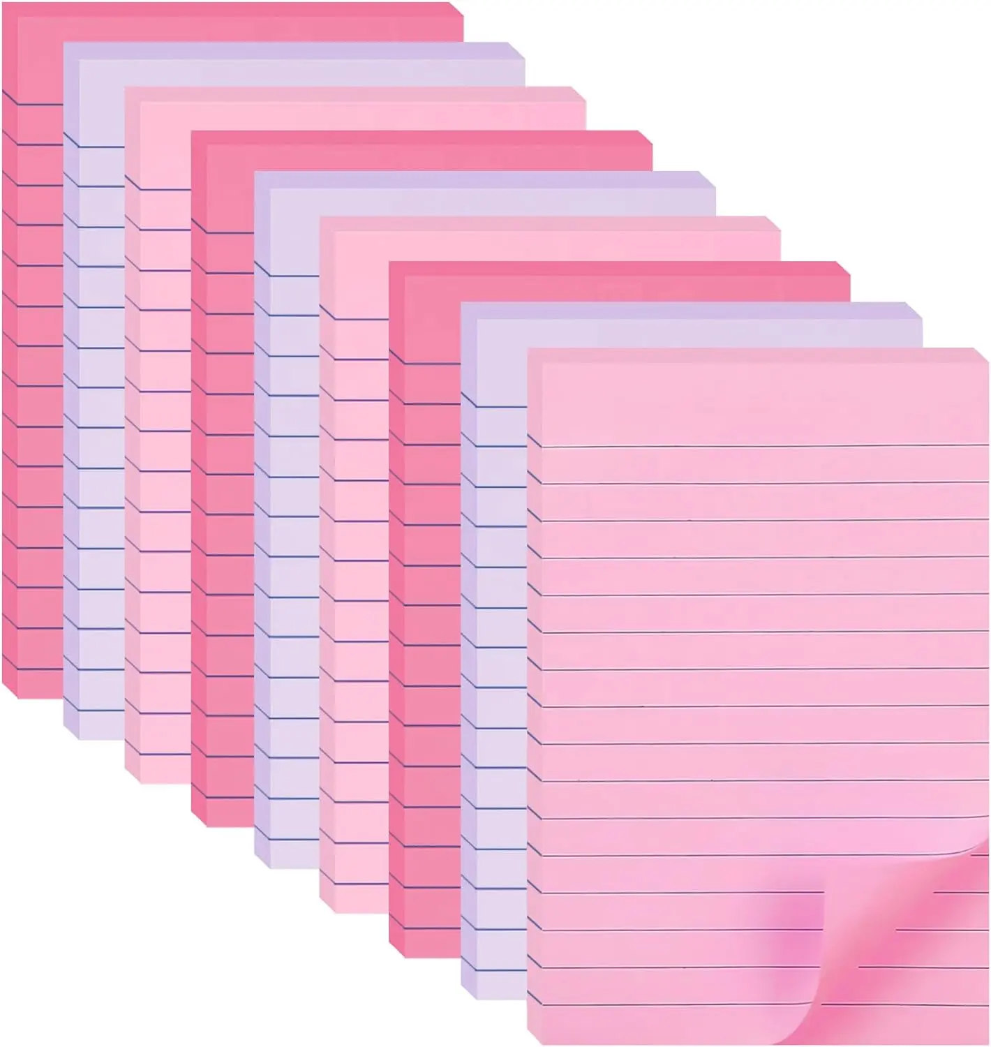 9 Pack Lined Sticky Notes 4X6 in Post Sticky Notes with Lines, Large Ruled Post Sticky Memo Pads 35 Sheets/pad