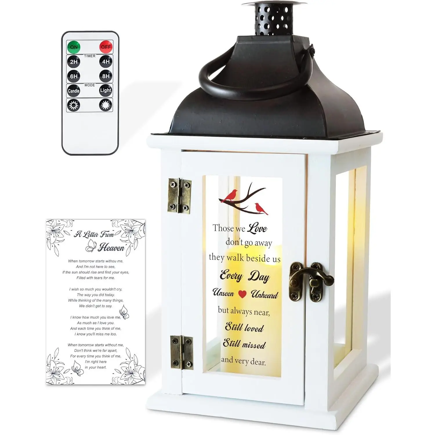Memorial Lantern Bereavement Sympathy  for Loss of Loved One, Remembrance  with LED Candle & Remote