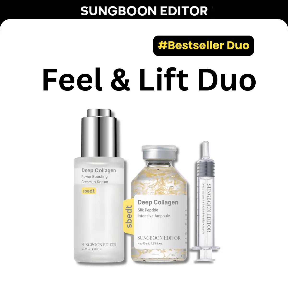 [Sungboon] Silk Collagen & Peptide Face-Lift Duo Tiktok Exclusive – Ampoule + Serum with 8 types Hyaluronic Acid for wrinkles & fine lines | Gift set Firming, Moisturizing, Collagen Boosting, Anti aging Korean Home for all skin types Daily Restore