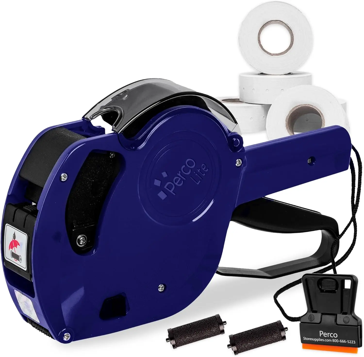 Perco Lite 1-Line Portable Label Maker Dater Gun Kit for Label Printing - 5000 Blank White Stock, 3 Ink Supplies, Pre-Loaded for Efficient Date Coding