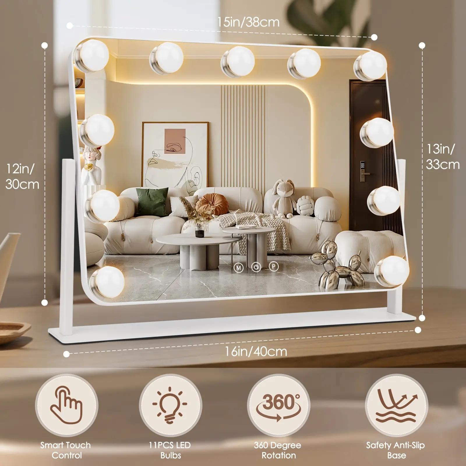 360° Makeup Mirror with 3 Lighting Modes and 11 LED Bulbs Hollywood Lighting Makeup Mirror with 5x Magnification Hollywood Makeup Mirror Desktop Makeup Mirror Room Decor Vanity