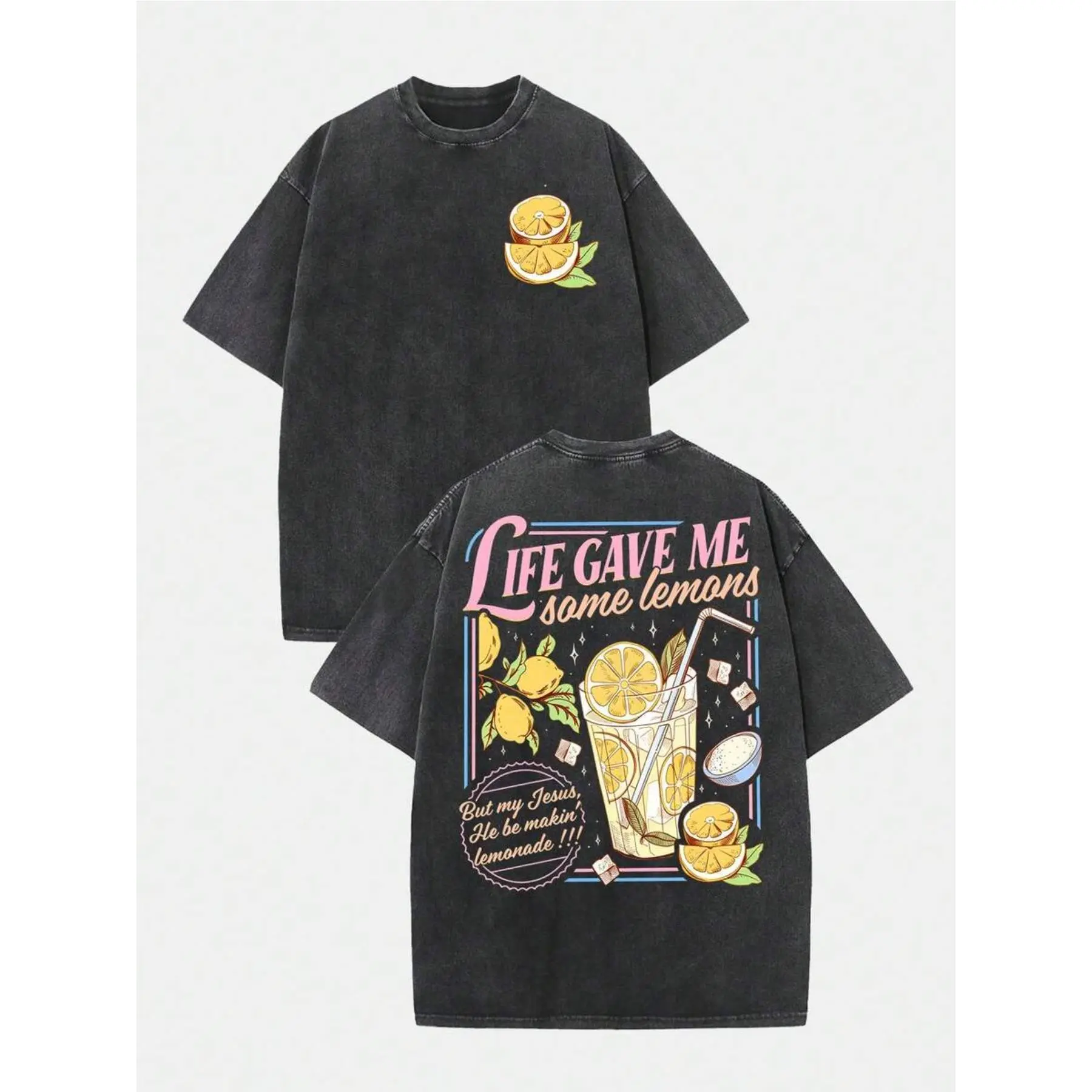 Men's Unisex Retro Graphic Round Neck T-Shirt - Vintage Washed Soft Cotton Fabric, Loose-Fit Short-Sleeve, Wrinkle-Resistant, Distressed Fashion Casual Streetwear Clothes