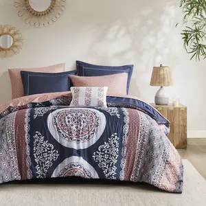 Boho Comforter Set with Bed Sheets, Bad in a Bag - Fits Mattresses up to 12" Thick, Cozy & Stylish Bedding Solution, Machine Washable, Isolde