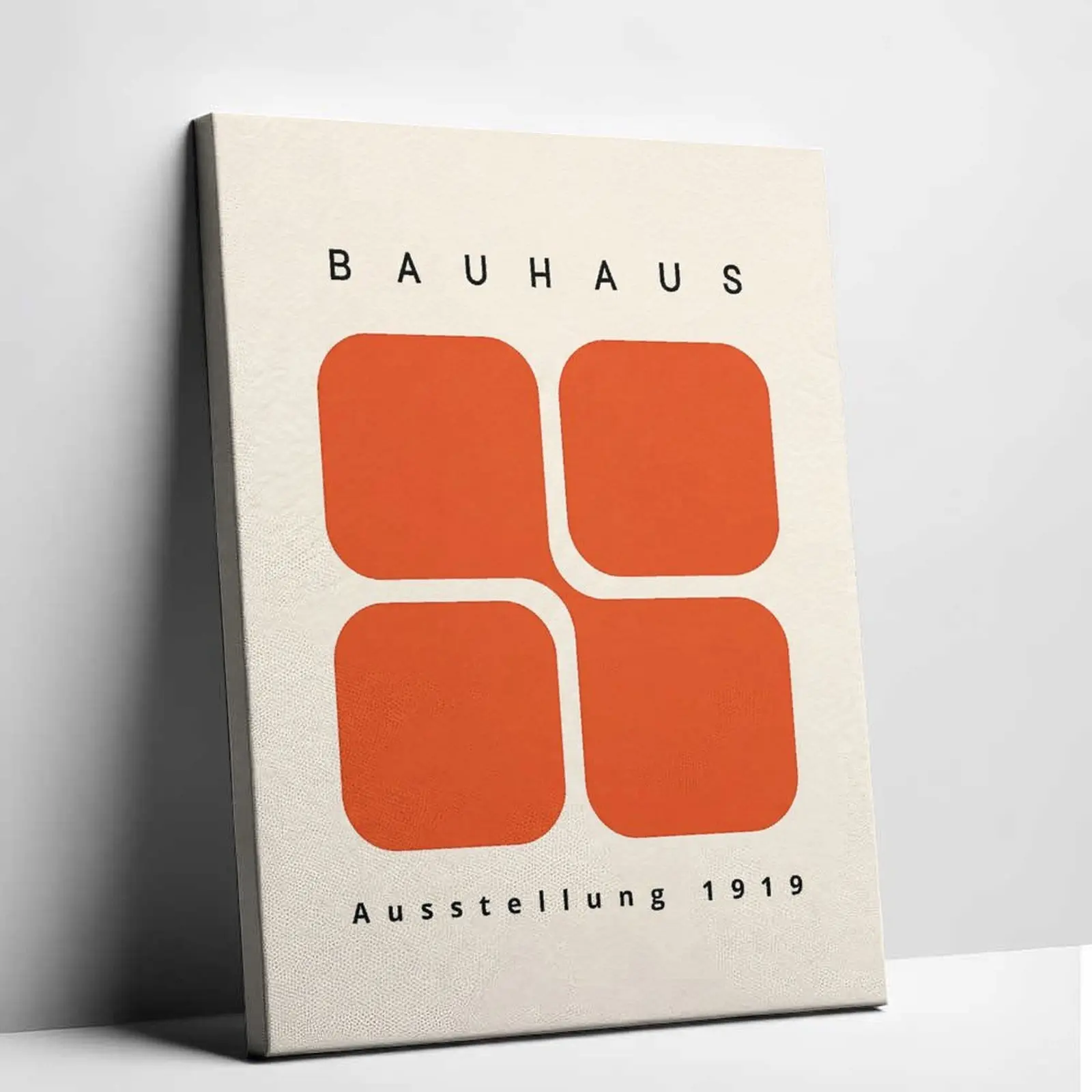 Bauhaus Exhibition Canvas   Mid Century Modern Poster Minimalist Geometric Prints Orange Abstract   Trendy Living Room Pictures Bedroom Decor Gallery