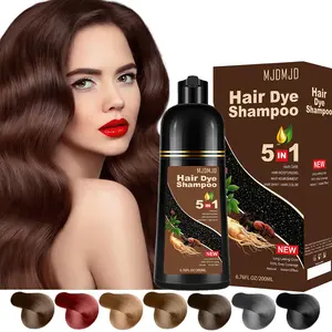 5-in-1 Dark Brown Hair Dye Shampoo – Natural Herbal Hair Color Shampoo with Ginseng, 100% Gray Coverage for Men & Women,  Long Lasting Dark Brown, Easy to Use 200ML