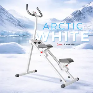 Sunny Health & Fitness Foldable Stair Stepper Climber with Extended Step Range For Full Body Home Workout, Arctic White, 330LBS Capacity, Compact Storage Cardio Exercise Machine Dual Handlebars, Vertical Climber for Glutes Strength Exercise Home Gym