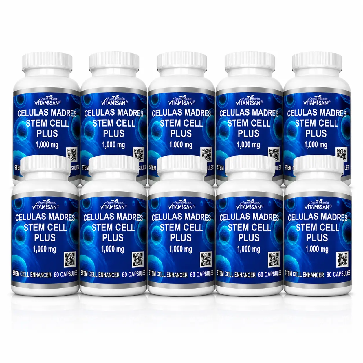 VITAMISAN Celulas Madres Stem Cell Blue Algae AFA Capsules, 60 Count (Pack of 8) Antioxidant Nutrient Supplement Healthcare Supplement